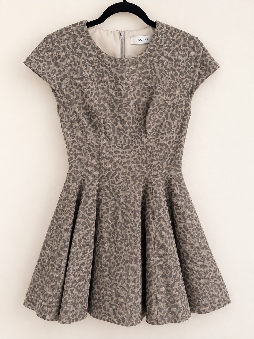 LOVER 100% Genuine Leather Leopard Print Fit-and-Flare Dress- Size 2